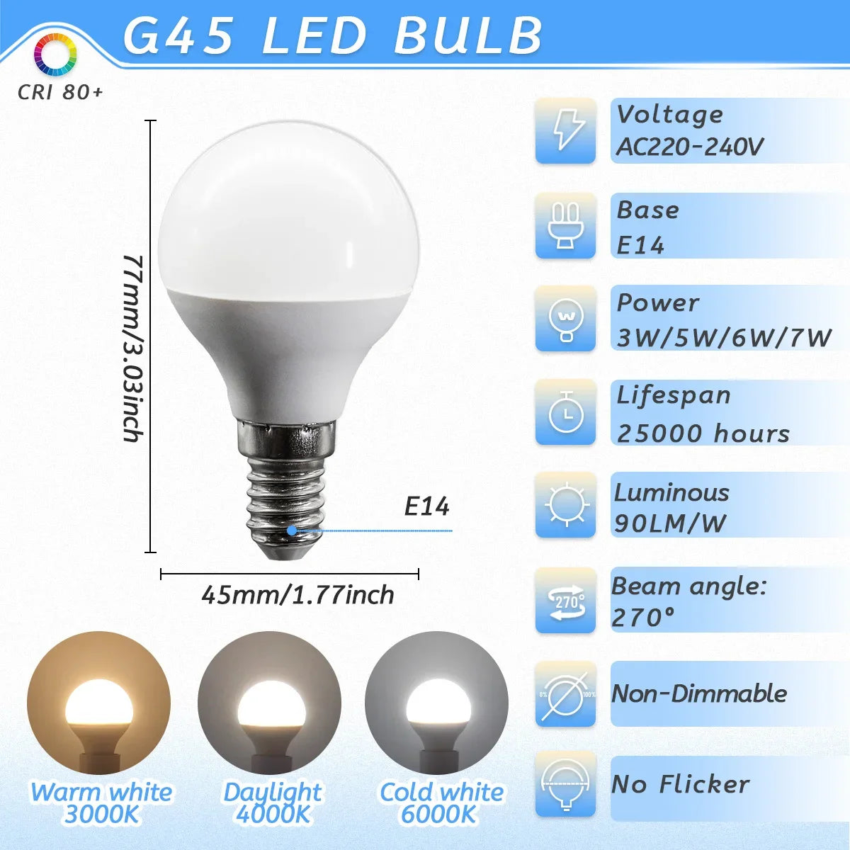 10PCS/LOT LED Candle Light Mini Bulb C37 G45 AC220V E14 E27 B22 Head Light Flicker-free 3W-7W Suitable for Home Study Lighting