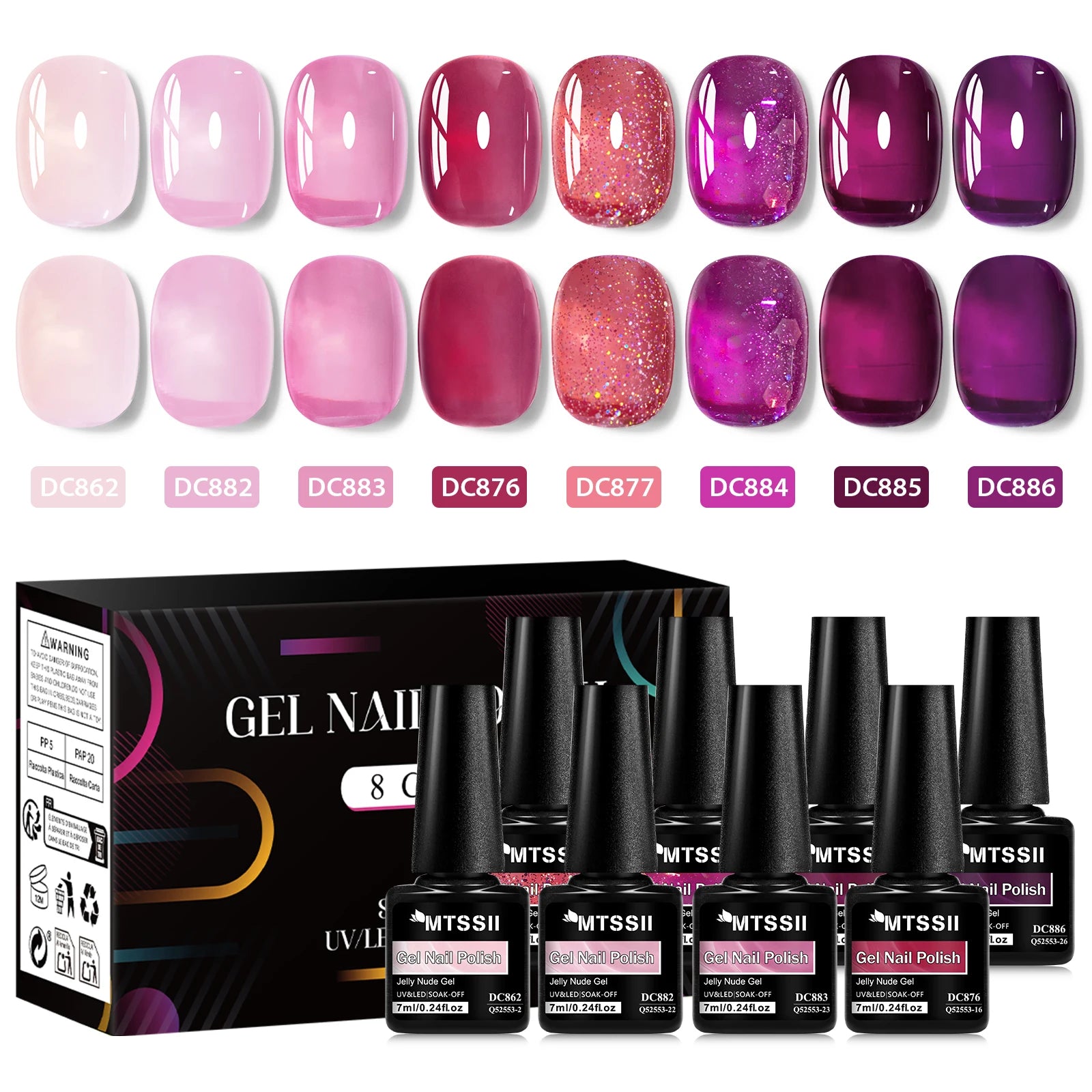 8pcs Nude Jelly Gel Nail Polish Set With Box Translucent Color Semi Permanent Soak Off UV LED Gel Varnish Nail Supplies Manicure