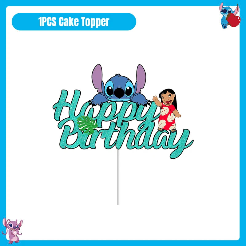 Disney Stitch Birthday Party Decoration Tableware Balloon Cup Plate Banner Backdrop Lilo And Stitch Theme Party Supplies Favors