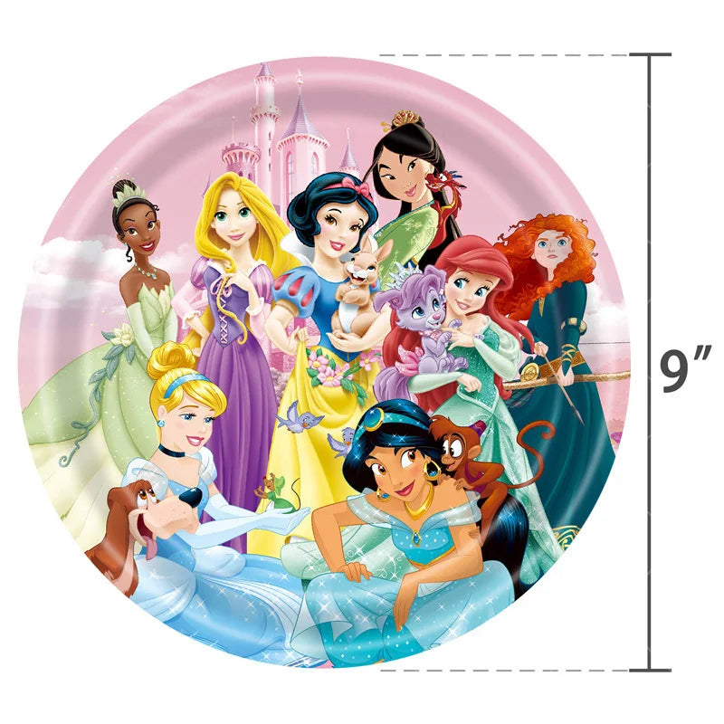 Disney Princess Birthday Party Decorations Girls Child Deco Disney Princess Birthday Plate Napkins Cups Tableware Supplies Setup