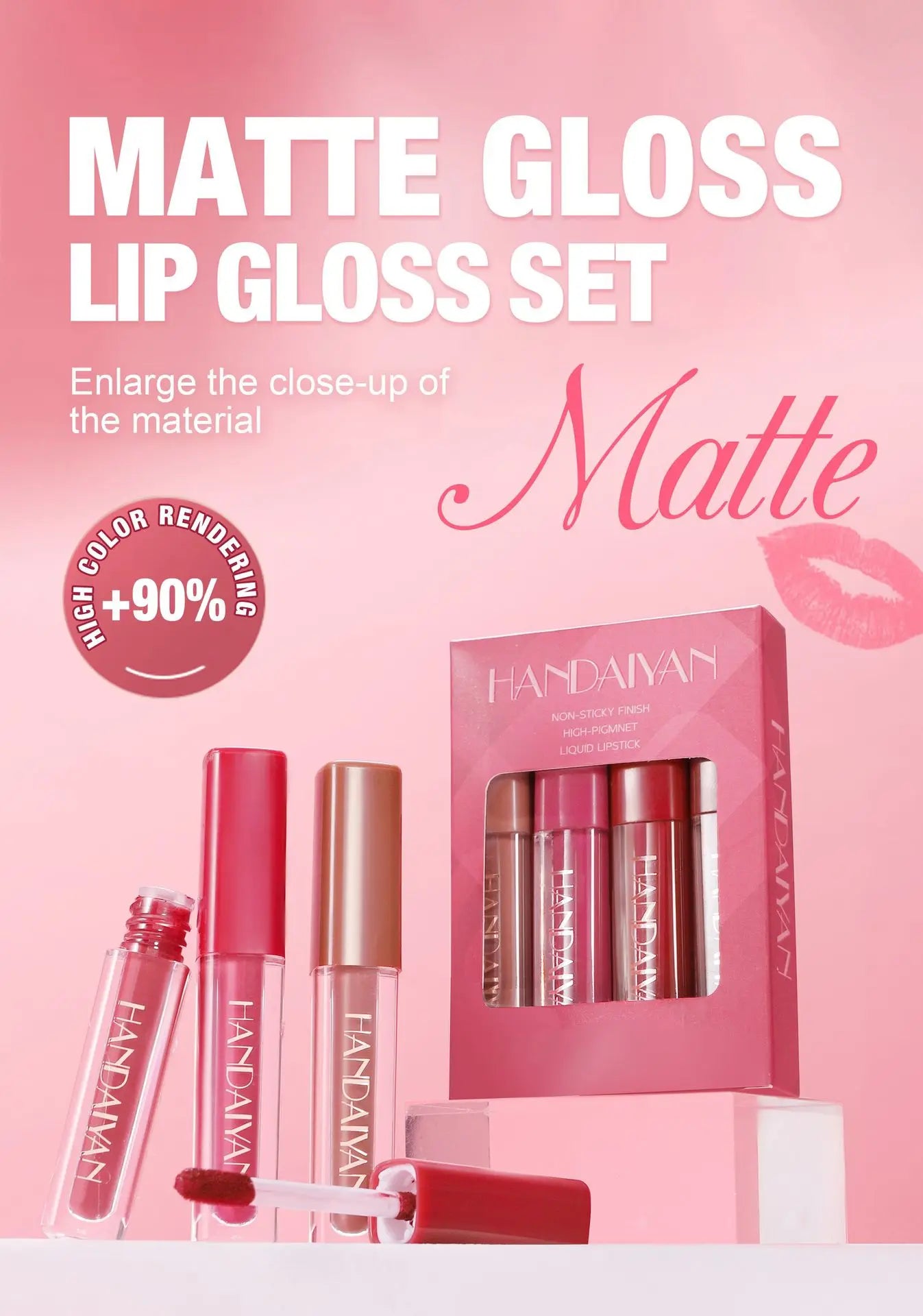 4 Pcs Lip Gloss Set, Waterproof Non Transfer Shimmer Lipstick, Long Lasting & Easy to Apply Liquid Lip Gloss for Daily Makeup