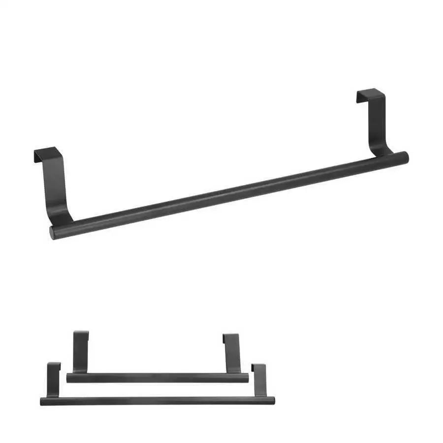2Pcs Towel Rack Black Punch Free Cabinet Door Hanging Storage Organizer for Bathroom Kitchen for home Supplies 23cm 36cm
