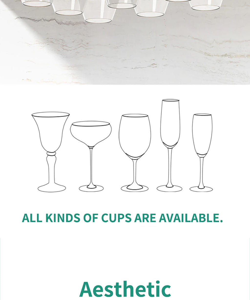 Kitchen Cabinet Free Punching Holder Wine Glass Rack Multi-Function Goblet Classification up Organizer Hanging Holder Shelf