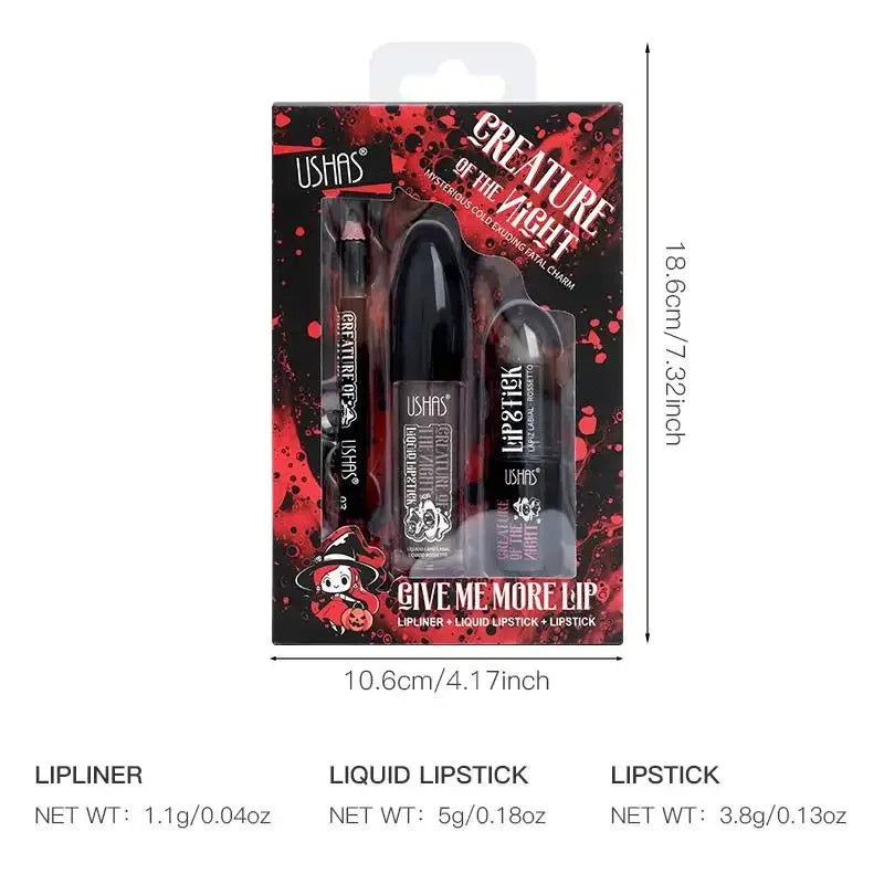 Velvet Matte Lipstick Long Lasting Set Waterproof Lip Gloss Non Transfer High Color Intensity Combo Makeup Liner Halloween