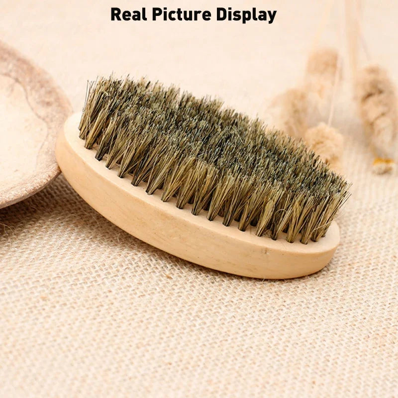 Soft Boar Bristle Wood Beard Brush Hairdresser Shaving Tool Men's Mustache Comb Kit With Bag Beard Hair Comb Set