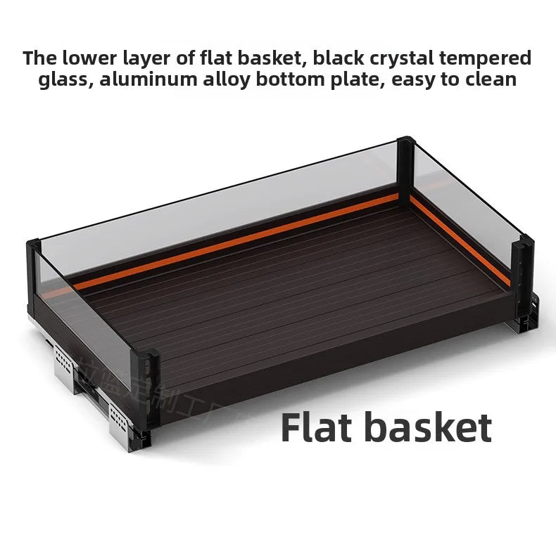 Kitchen Basket Cabinet Basket Thickened Aluminum Alloy Double Drawer Storage Dish Rack Cabinet Kitchen Cabinet Storage Basket