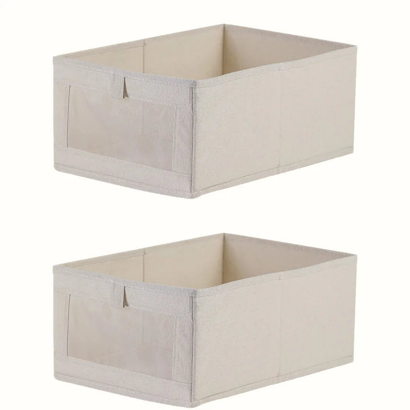 1/2/4pcs Fabric Window Cotton Linen Storage Box Wardrobe Storage And Arrangement Large Clothing Storage Box Toys Can Be Folded