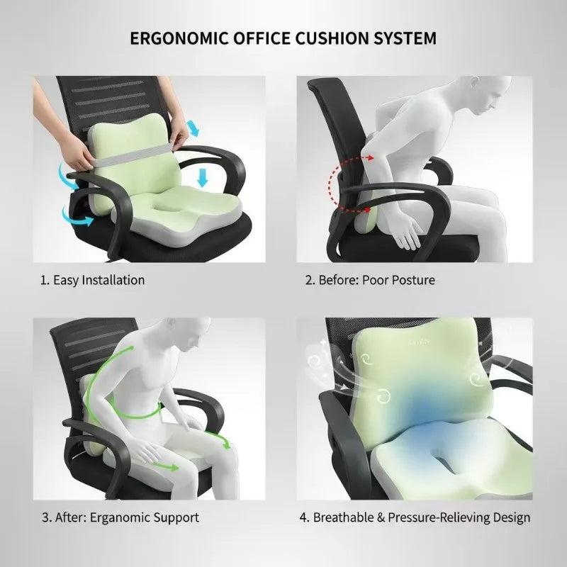 Seat Cushion Ergonomically Designed Memory Sponge Pad Suitable for Office Chairs and Wheelchairs