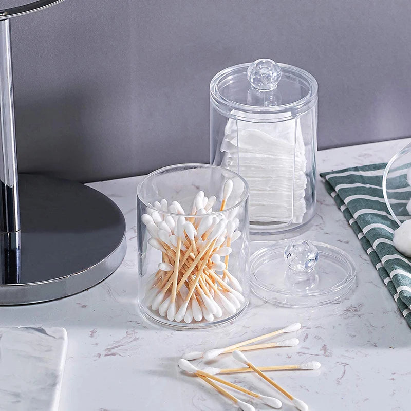Acrylic Makeup Organizer Cotton Swabs Qtip Container Cosmetic Makeup Cotton Pad Organizer Jewelry Storage Box(Empty Box)