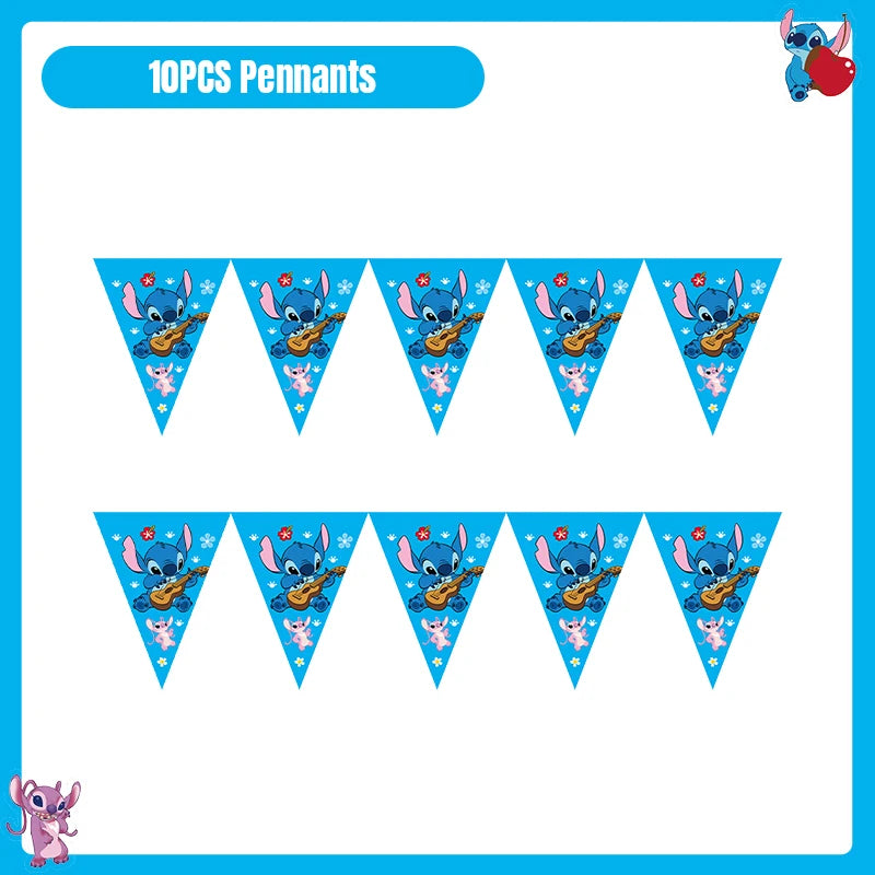 Disney Stitch Birthday Party Decoration Tableware Balloon Cup Plate Banner Backdrop Lilo And Stitch Theme Party Supplies Favors