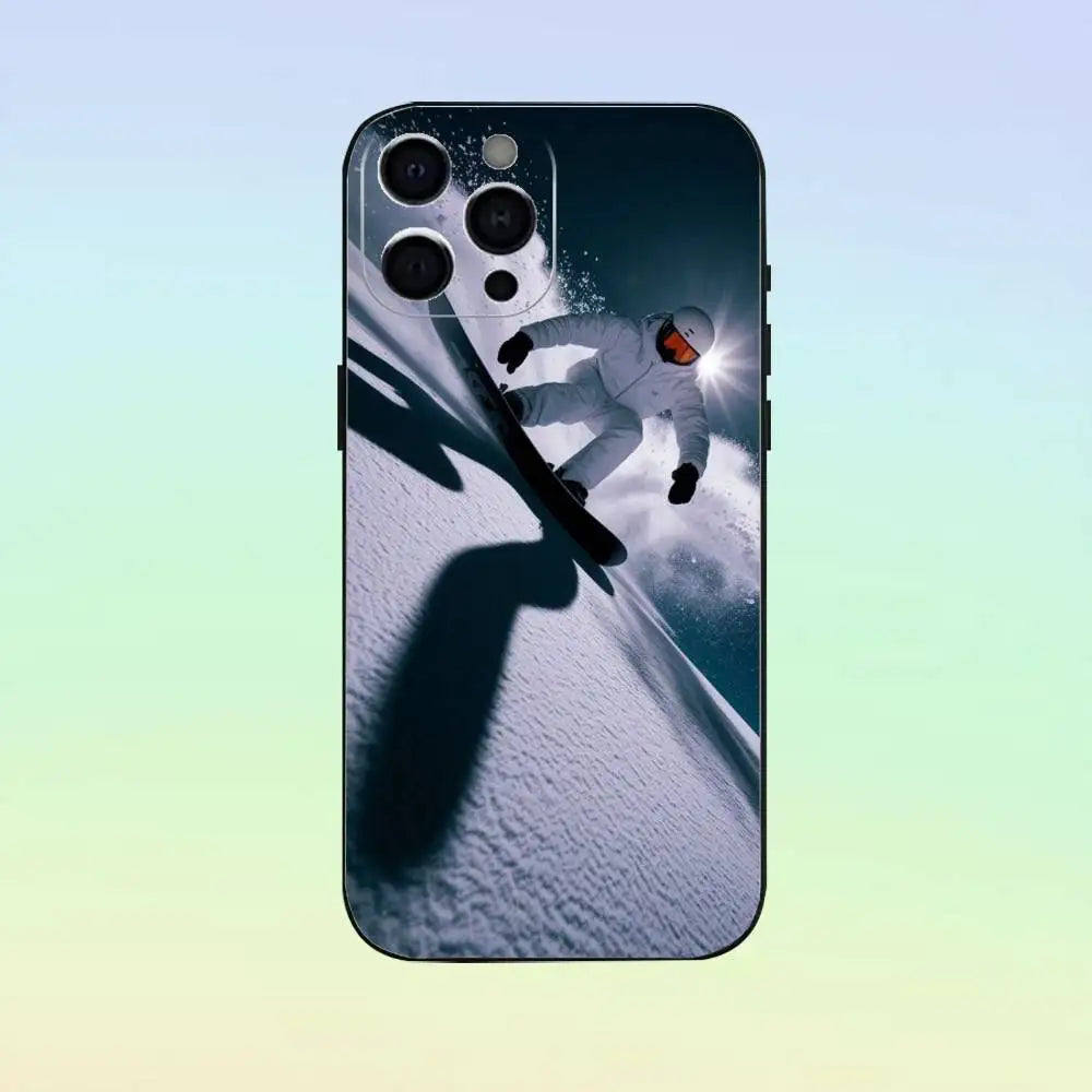 Skiing Snow Snowboard Ski Phone Case Silicone Soft For IPhone 17 16 15 14 13 12 11 Black Soft Silicone case