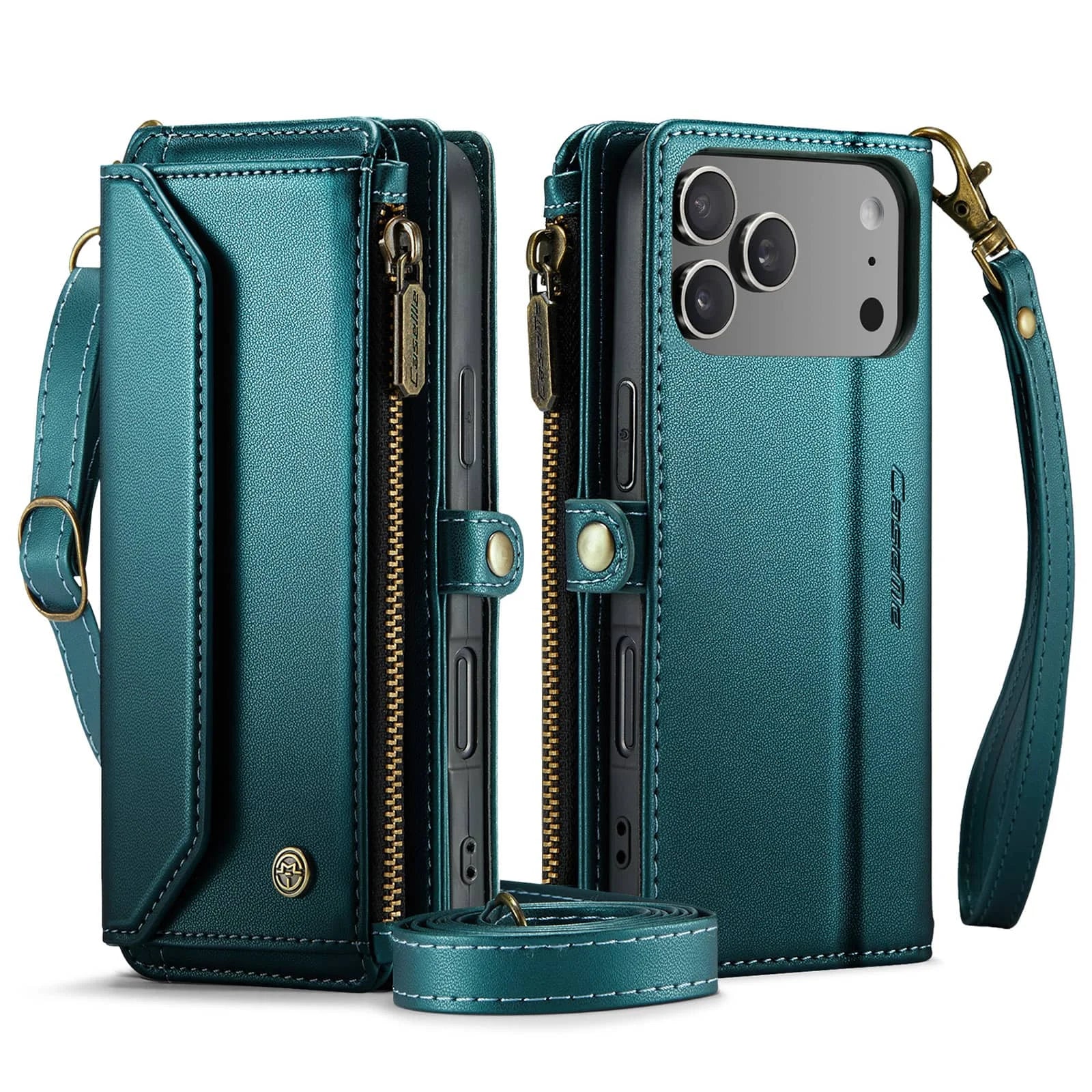 Crossbody Wallet Case for iPhone 17 Pro Max iPhon Air 17 Pro,RFID Blocking, 7-10 Card Slots, PU Leather Flip Wristlet with Strap
