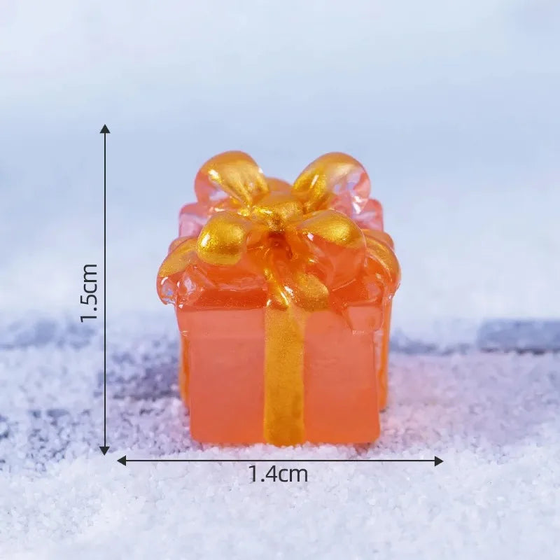 Christmas Luminous Gift Box Figurines DIY Decoration Micro Landscape Xmas Creative Luminous Small Figurines & Miniatures