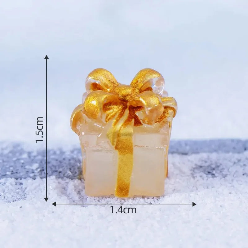 Christmas Luminous Gift Box Figurines DIY Decoration Micro Landscape Xmas Creative Luminous Small Figurines & Miniatures