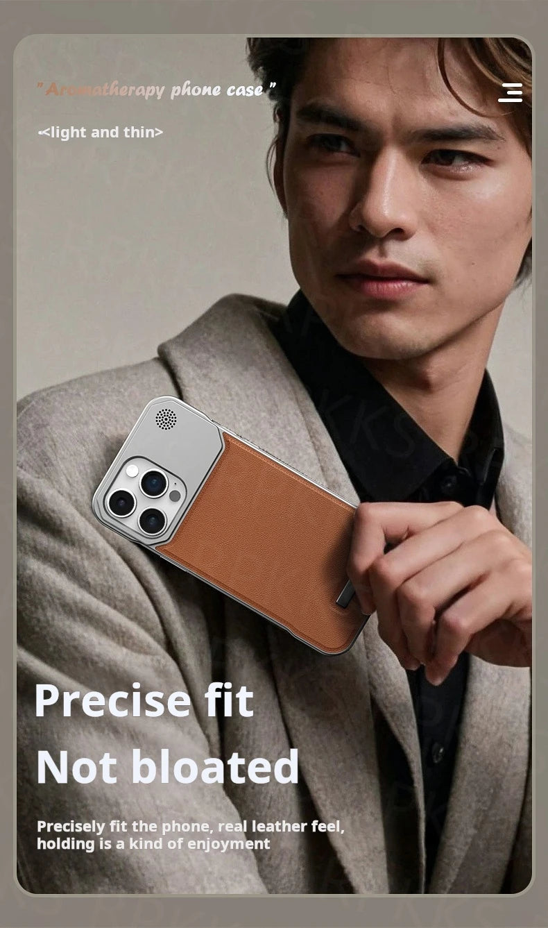 Luxury For Magsafe Magnetic Business Aromatherapy Case for iPhone 16 15 14 Plus 13 12 11 Pro Max  Frameless Armor Leather Cover