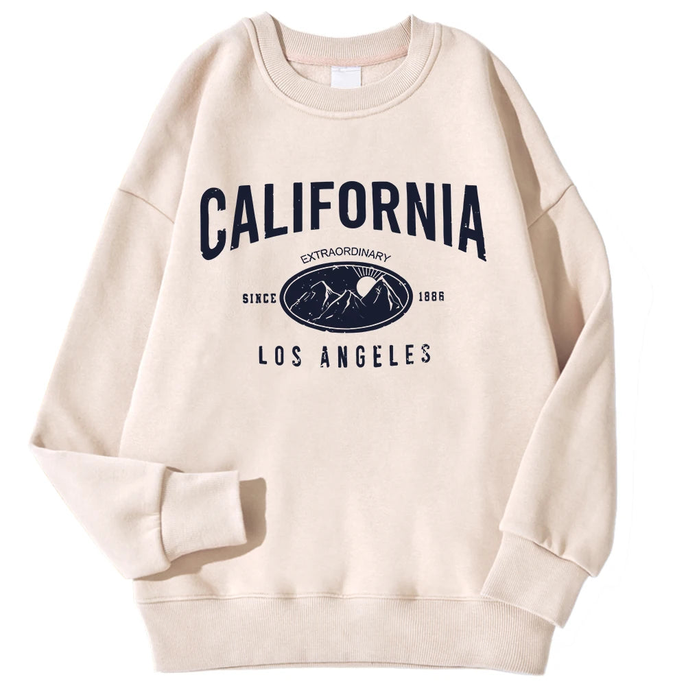 New York California Malibu Letter Sweatshirts Winter Women Casual Loose Hoodie Fleece Warm Crewneck Pullover Comfortable Clothes