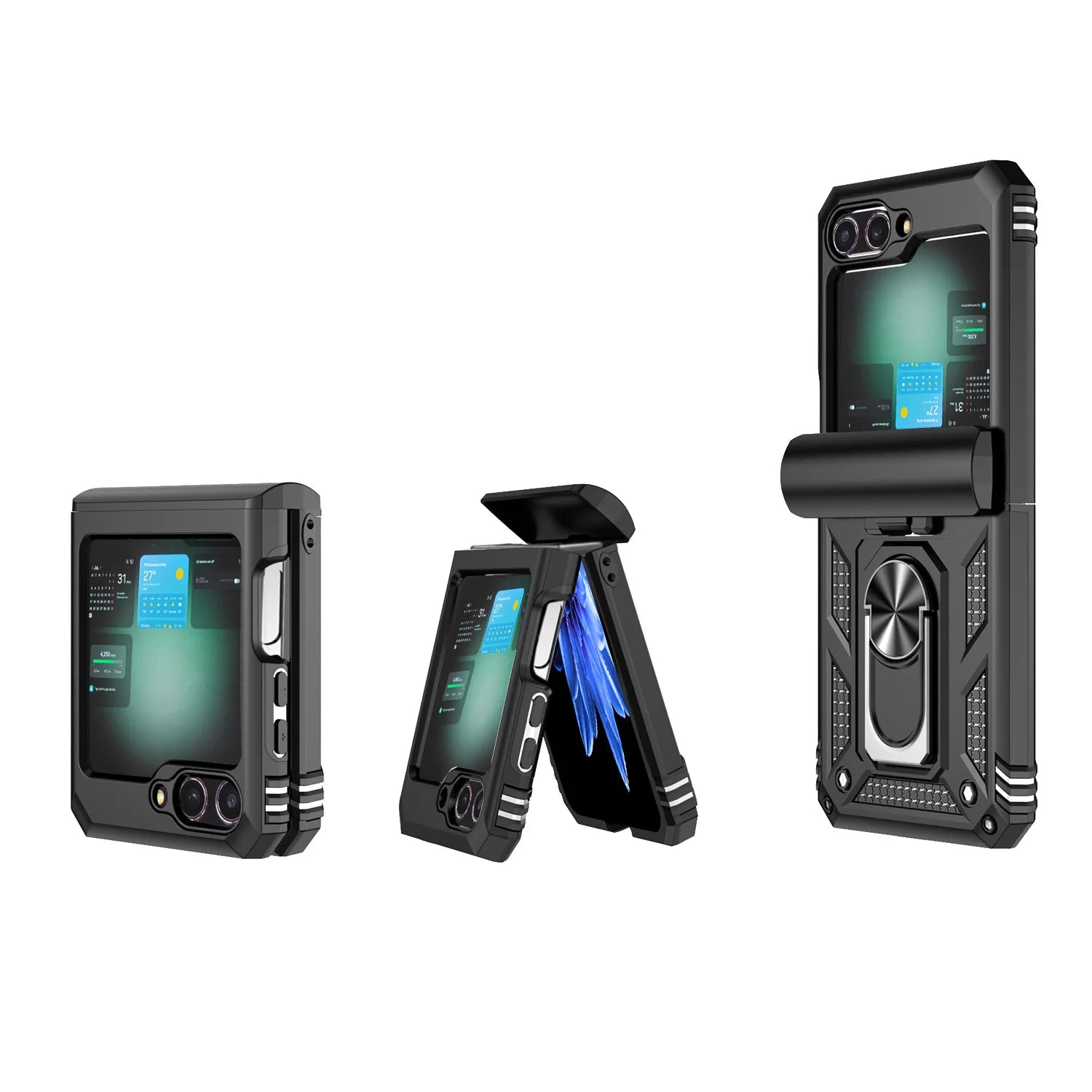 Case For Samsung Galaxy Z Flip 7 5G Z Flip 6 Military Grade Shockproof Heavy Duty Protective Armor Magnetic Kickstand Ring Cover