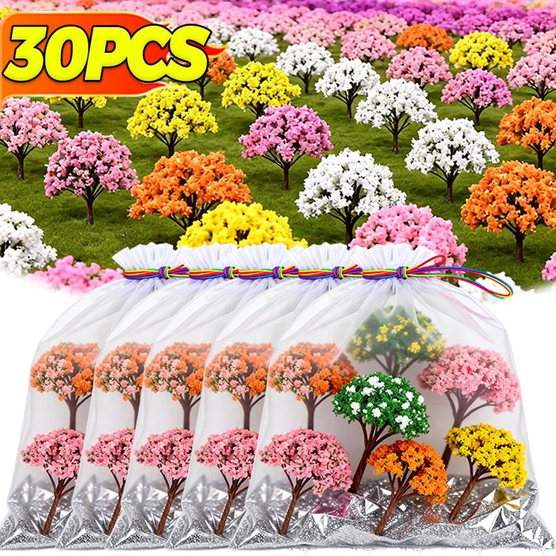 DIY Miniature Artificial Landscape Trees Micro Flower Tree Figurines Artificial Scenery Tree Moss Bonsai Ornament Tabletop Decor