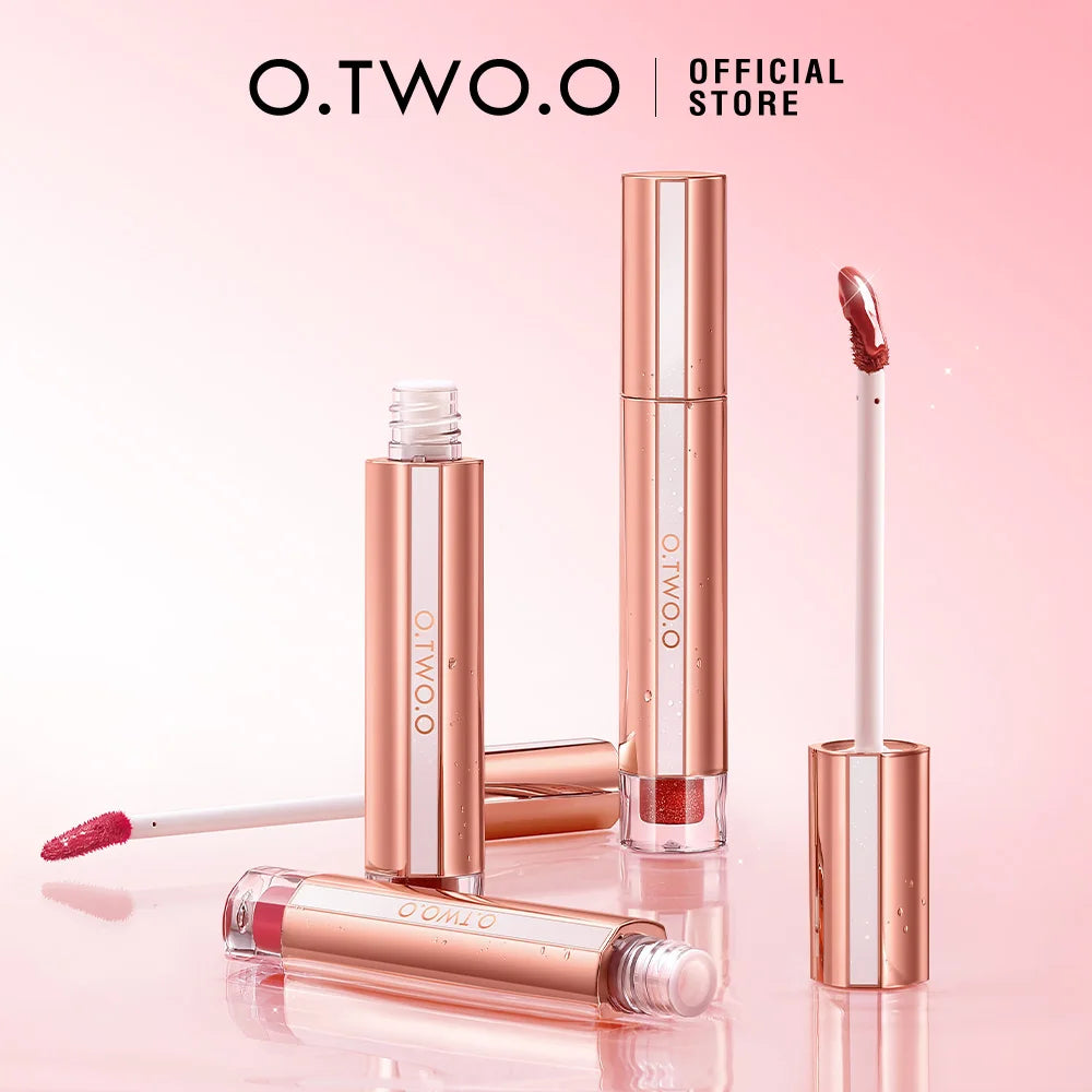 O.TWO.O Liquid Lip Gloss Lipstick Glossy Finish High-Shine Long Lasting Moisturize Non-Stick Glassy Lips Glossy Lip Stain Makeup