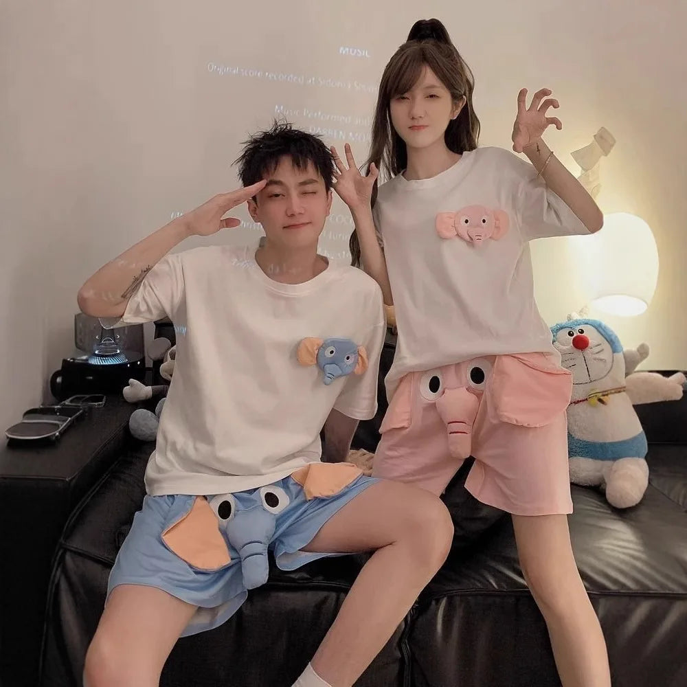 New Squeaky Elephant Shorts Pajama Pants Slit Men's Summer Cute Quirky Loose Pajamas Homewear Suit Leisure Pants