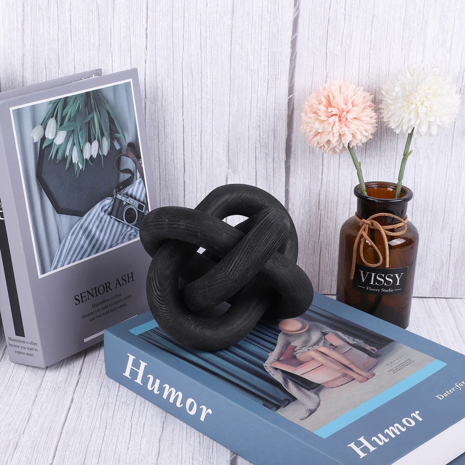 Bohemian Wood Chain Decoration for Living Room Farmhouse Coffee Table Decor Wood Knot Boho Natural Chain Desk Home Ornaments