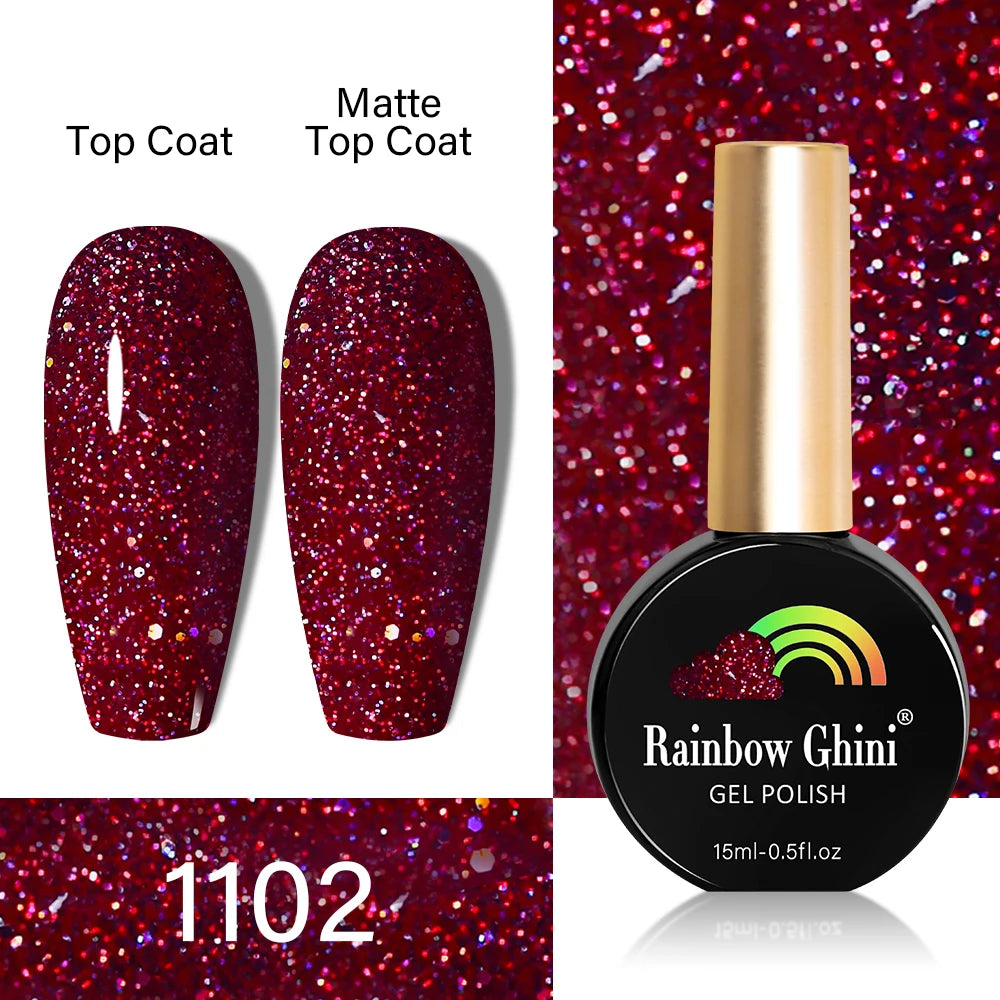 RG HEMA TPO FREE Neon Glitter Gel Nail Polish 15ml Nail Art Manicure Semi Permanent Gel Hybrid Varnishes Top Base Coat UV Nail