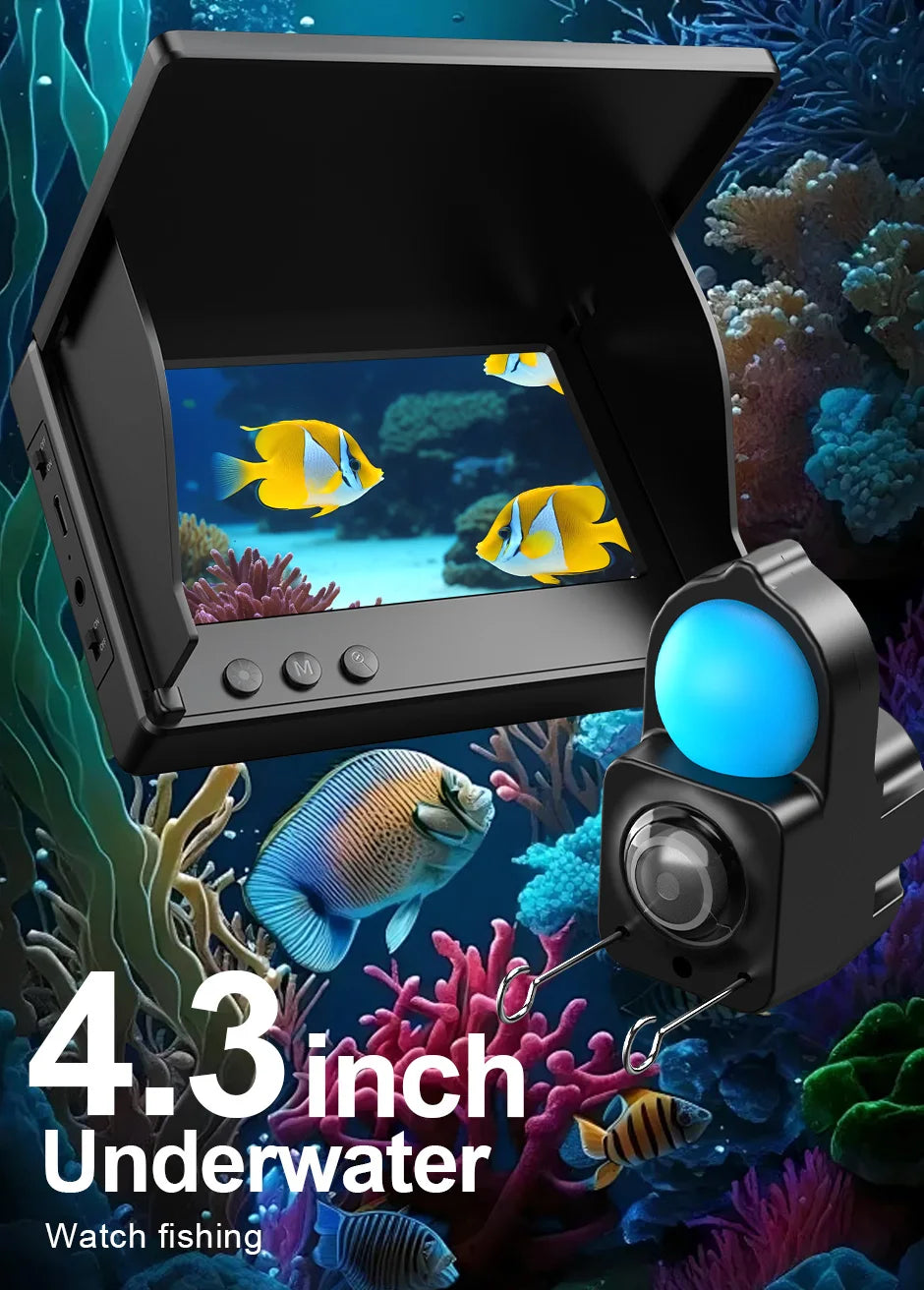 Portable Fish Depth Finder Water Handheld 1080P 4.3 Inch LCD Fish Finder Underwater 120° Fishing Camera With Night Vision