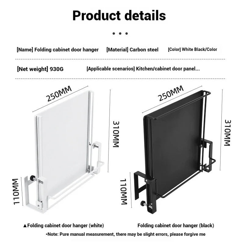 Foldable Countertop Shelf - Carbon Steel Cabinet Door Organizer with Multi-Functional Board - Space Saving Kitchen & Home Storag