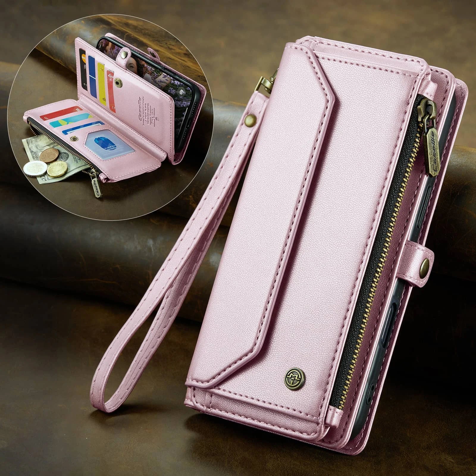 Crossbody Wallet Case for iPhone 17 Pro Max iPhon Air 17 Pro,RFID Blocking, 7-10 Card Slots, PU Leather Flip Wristlet with Strap