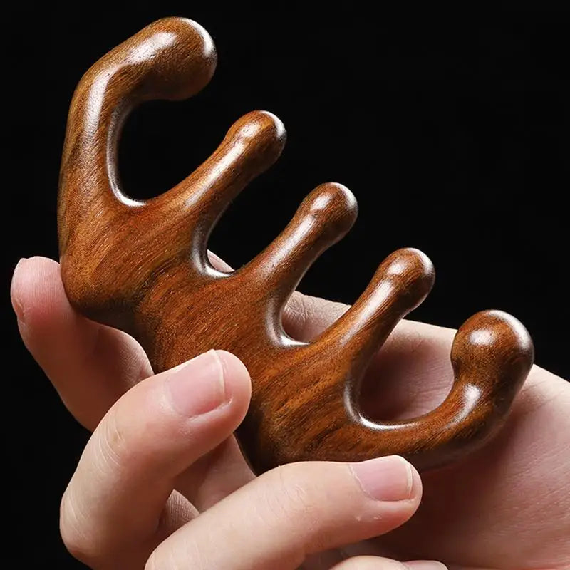 Wood Therapy Massage Comb Head Face Scalp Gua Sha Massager Natural Facial Sandalwood Wide Tooth Guasha Scraping Body Massage