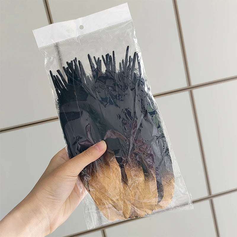 48pcs Long Big Feathers For Crafts Black With Gold Tips Bulk Hats Decoration Plumas Vases Carnival Bus Flower Goose Trim 15-20cm