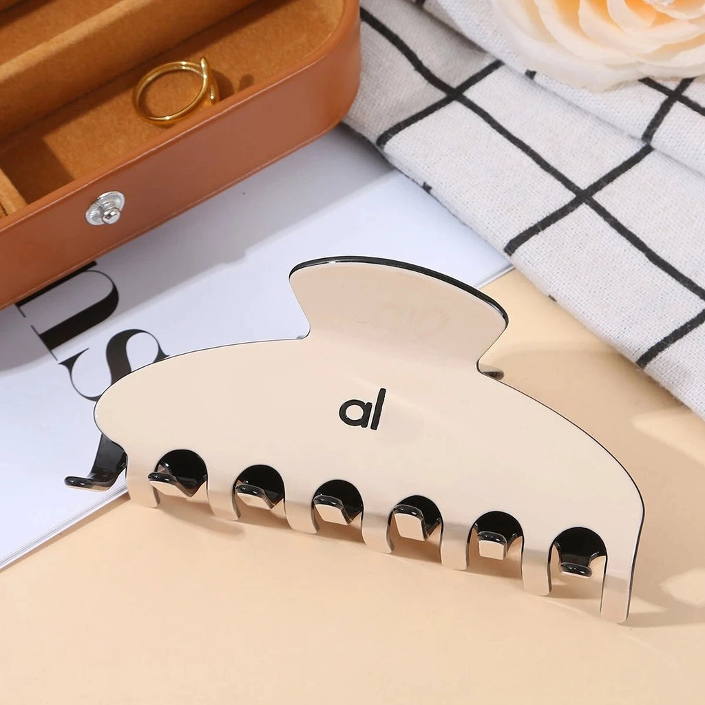 AL Double Ear Hollow-out Design with Vinegar Acid Grab Clip Women's Hair Clip for Top Hair Buns and Ponytails