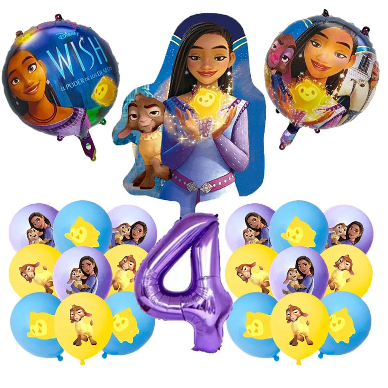 Cartoon Wish Birthday Party Decorations Asha Goat Balloons Disposable Tableware Plate Straw Napkin Princess Baby Shower Supplies