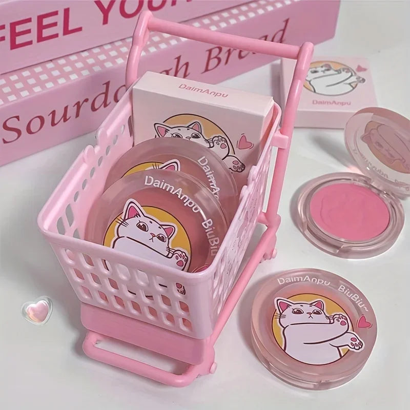 Matte 3D Single Color Blush Natural Cheek Tint Waterproof Face Contouring Powder Soft Korean Style Female Makeup Brightening