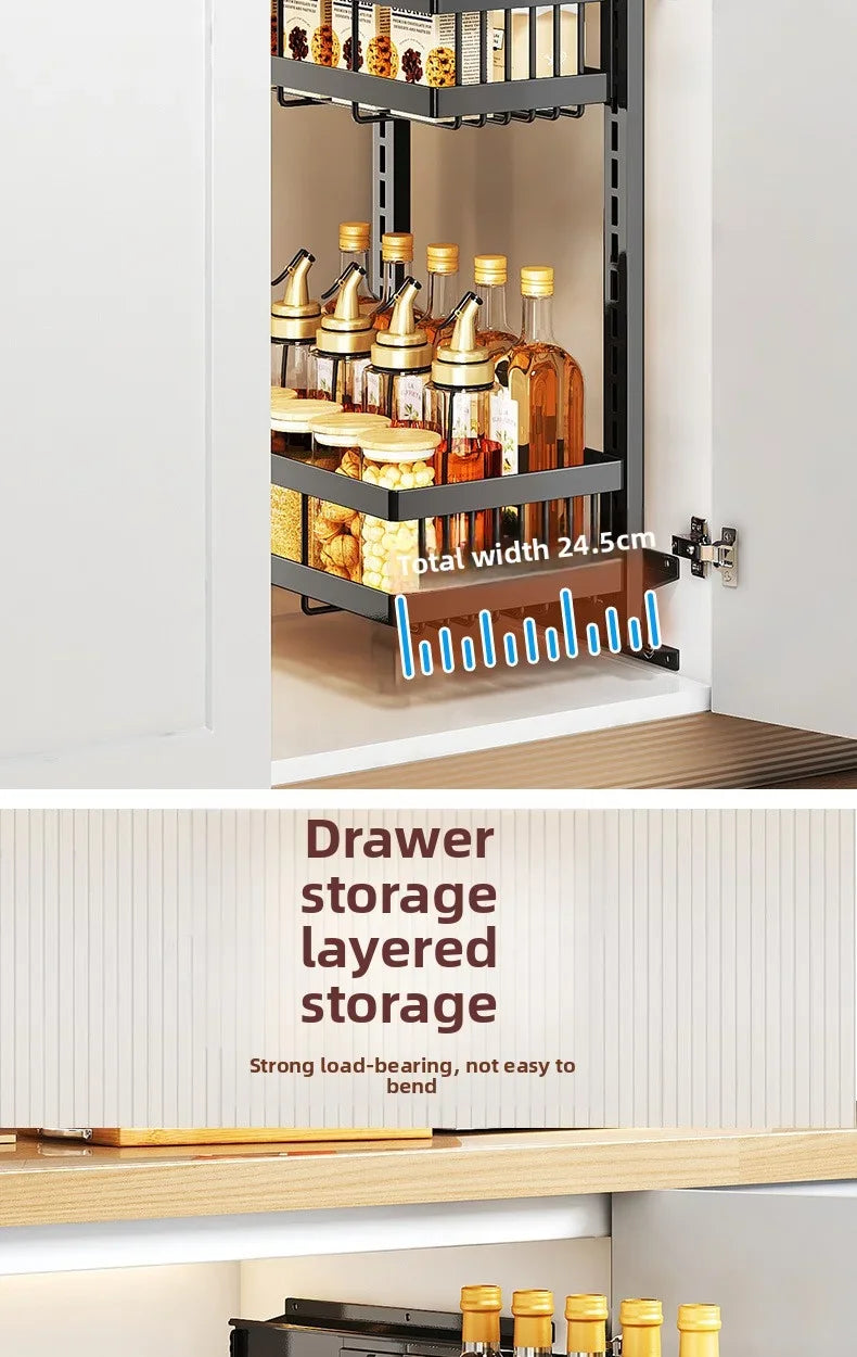 Large-Capacity Pull-Out Storage Cabinet for Home Kitchens Adjustable Under-Sink Storage Shelf with Sliding Mechanism