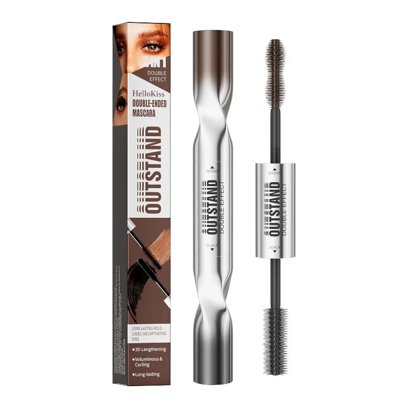 Dual-Ended Mascara - Black&Brown 2-in-1 Dual-Color Mascara Volumizing Curling Waterproof Long-Lasting Lash Cosmetic All-Day Wear
