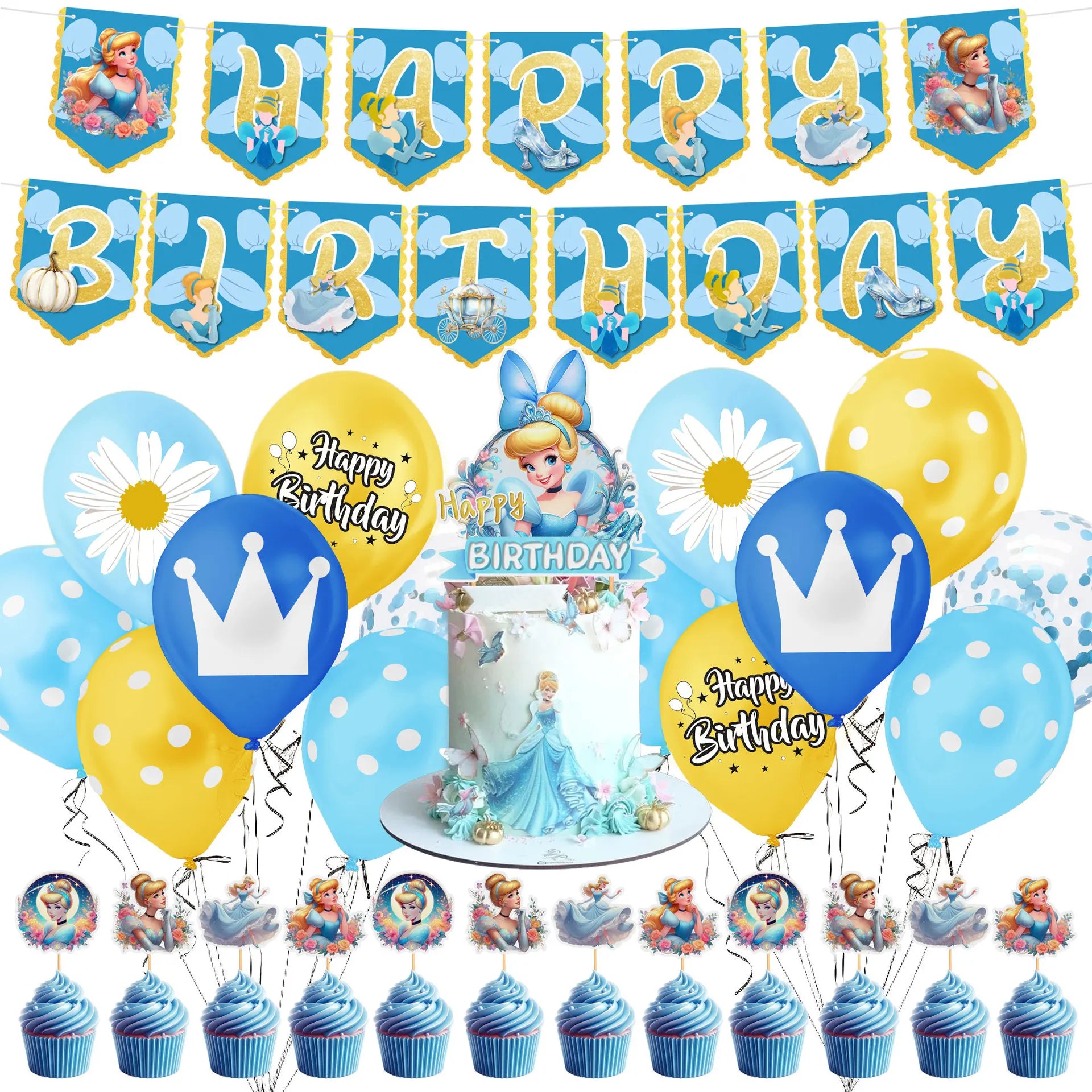 Disney Cinderella Princess Birthday Party Decoration Girls Cinderella Birthday Party Favors Plates Cup Napkins Tablecloth Supply