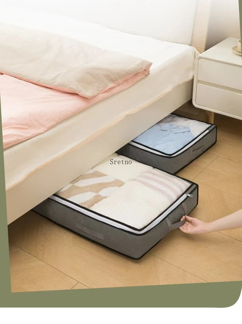SRETNO Foldable Bed Sheet Storage Box Space Saving Multi-functional Quilt Cover Case Dustproof Underbed Storage Bags Household