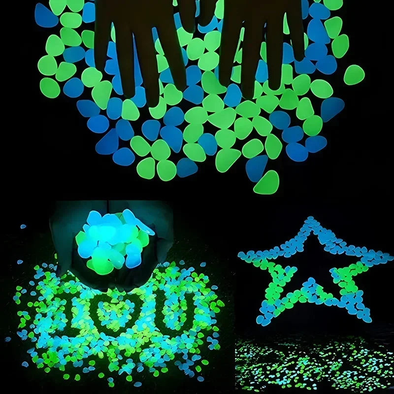 100-1000pcs Glow In The Dark Pebbles, Resin Luminous Stones For Landscape, Garden Paths, Potted Plants, Parks, Aquarium Decor