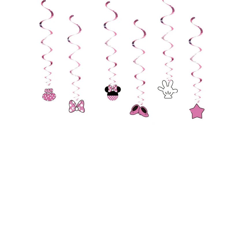 Disney Minnie Mouse Birthday Party Decoration Pink Minnie Paper Cups Plates Napkin Tablecloth Tableware Balloosn Baby Shower Kid
