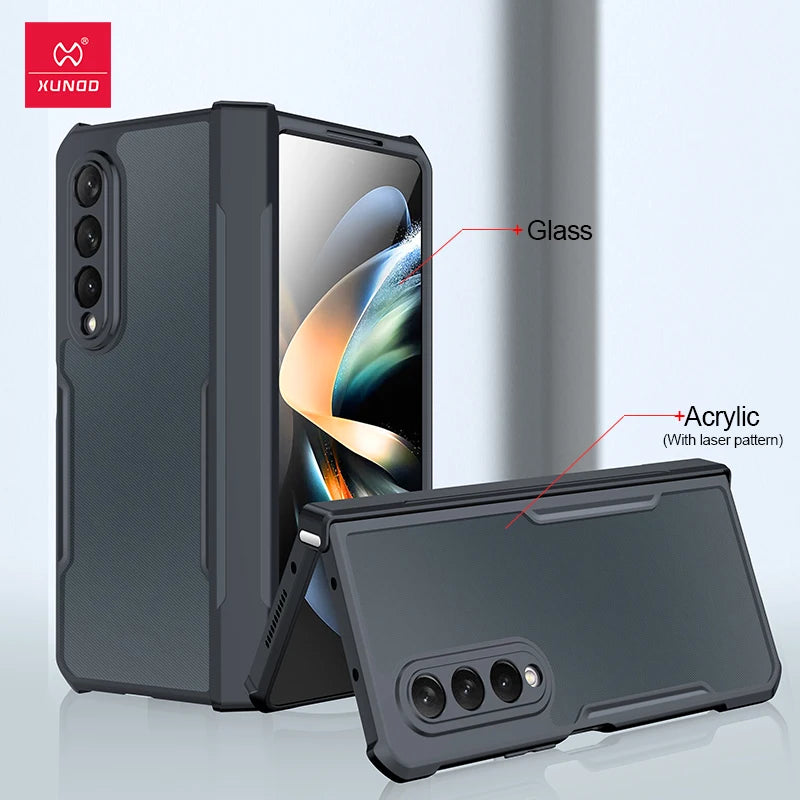 Xundd For Samsung Galaxy Z Fold 3 4 5 6 Fold 7 Foldable Case Airbag Anti-drop Camera Protect Acrylic&TPU Cover For 폴드5 케이스