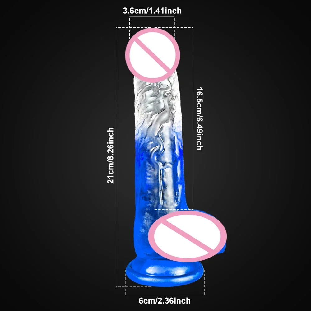 4 Sizes Transparent  Soft Jelly Dildo Realistic Fake Dick Penis Sucker Butt Plug Sex Toys for Woman Men Vagina Anal Sex Toys