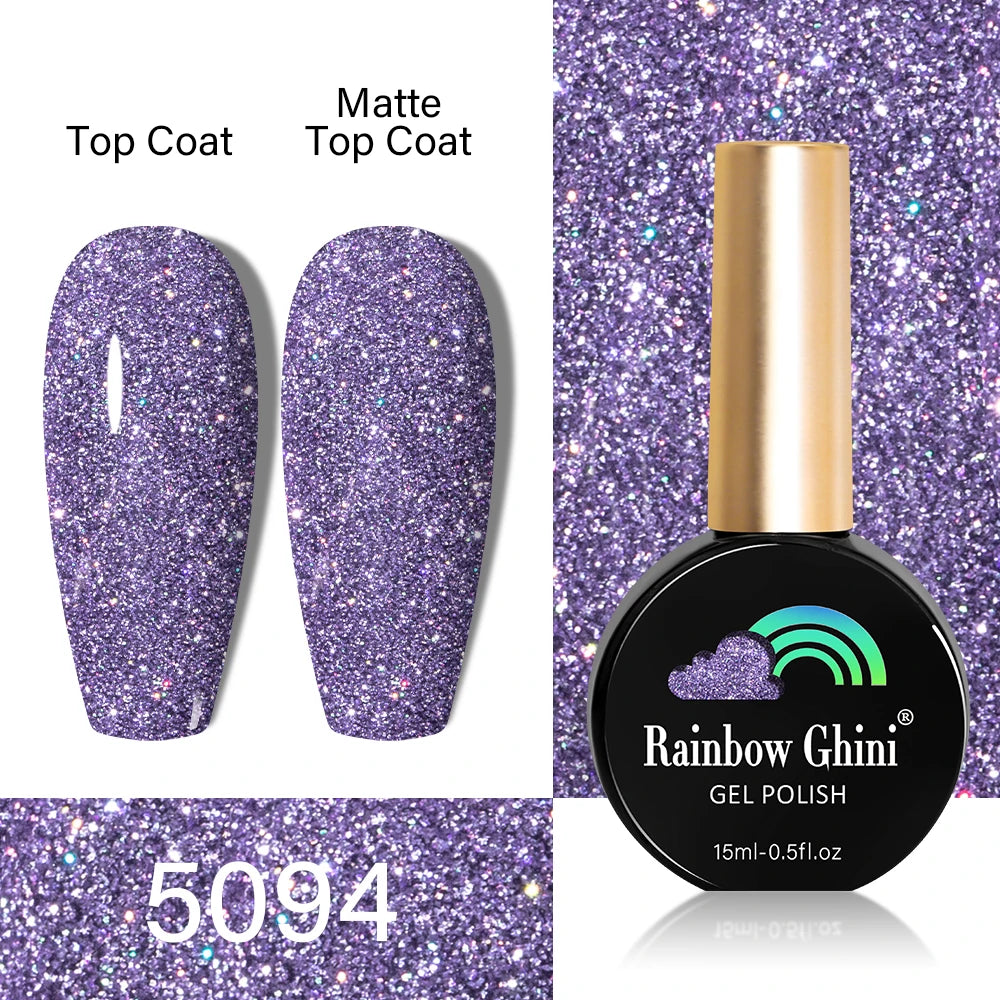 RG HEMA TPO FREE Neon Glitter Gel Nail Polish 15ml Nail Art Manicure Semi Permanent Gel Hybrid Varnishes Top Base Coat UV Nail
