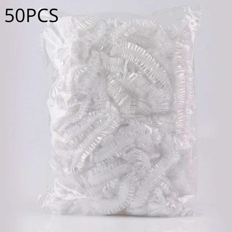 Disposable Shower Cap Covers Sauna Accessories Transparent and Waterproof Disposable Hair Caps Bathroom Products Home