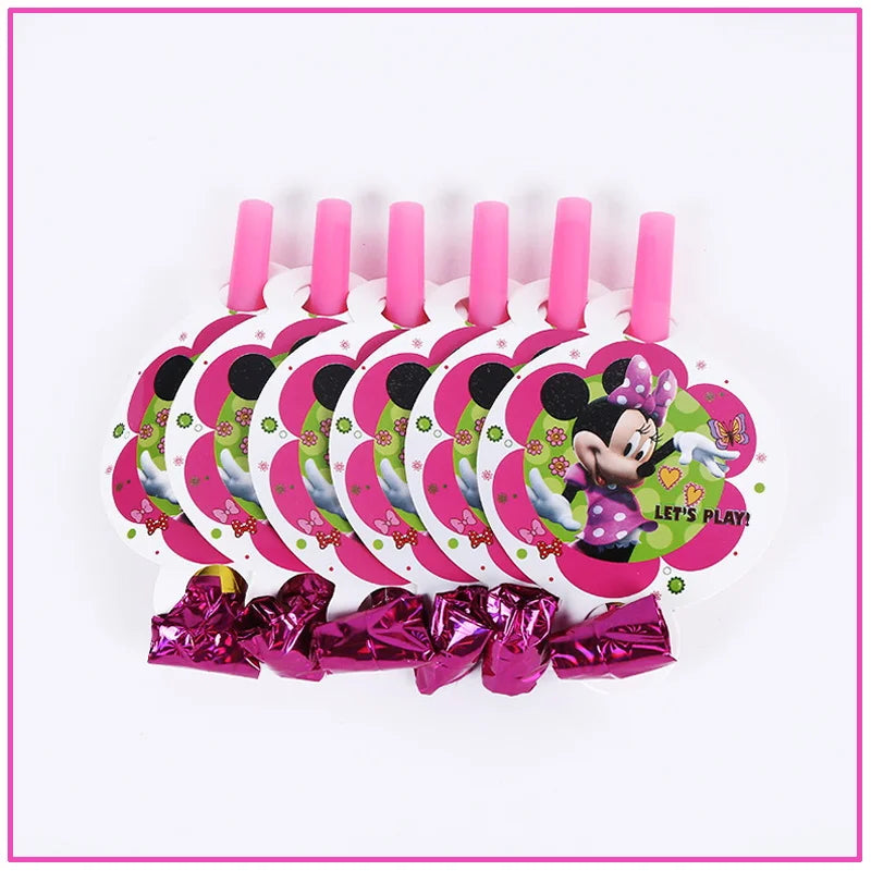 Disney Minnie Mouse Birthday Party Decoration Pink Minnie Paper Cups Plates Napkin Tablecloth Tableware Balloosn Baby Shower Kid