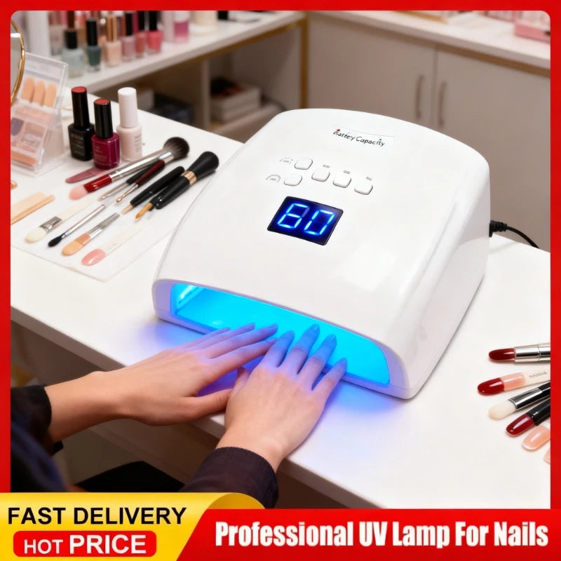 Rechargeable UV LED Nail Lamp 66W Lamp for Manicure with LCD Screen 4 Timer Settings Nail Art Manicure Tools for Home and Salon