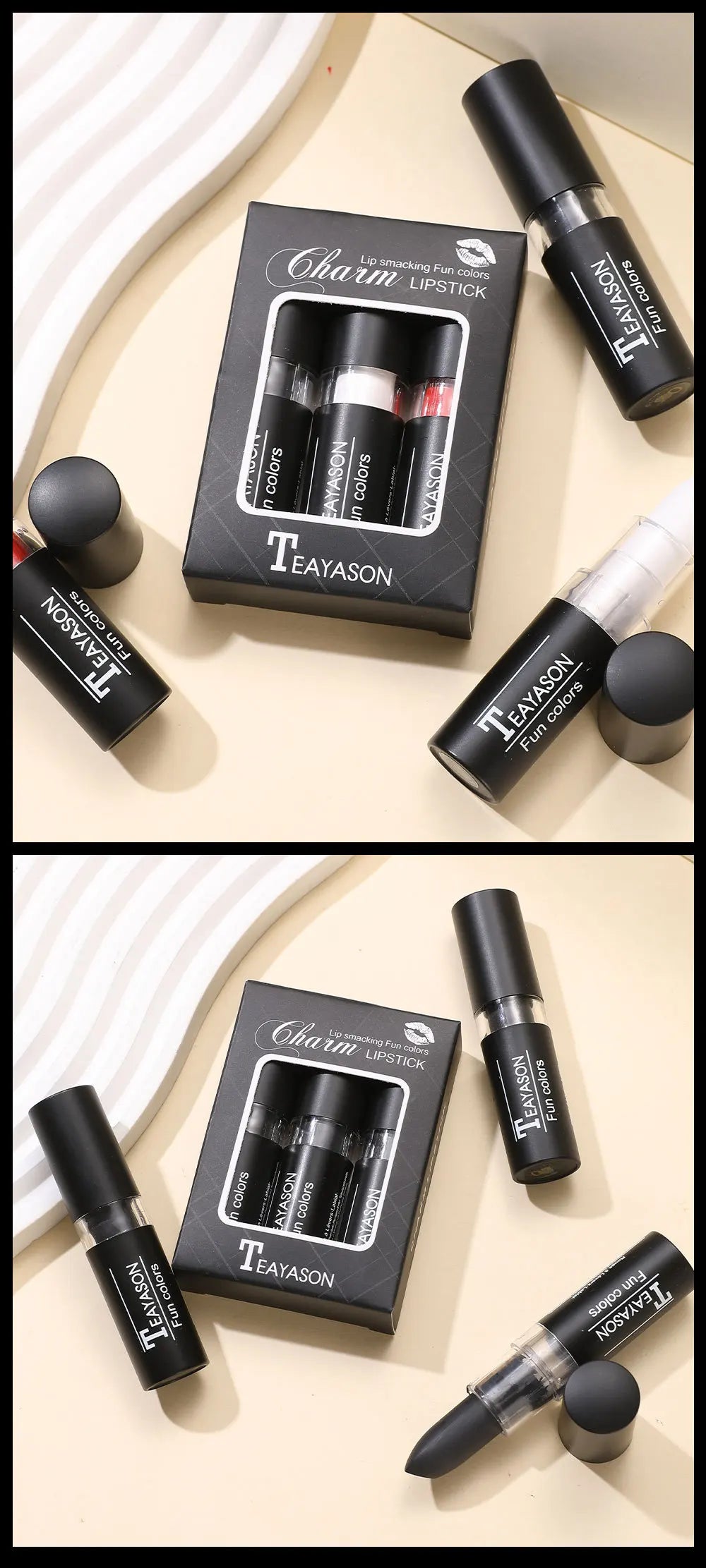 Matte Lipstick Velvet Finish Waterproof Long Lasting Non Transfer Dark Shades Black White Red Holiday Makeup