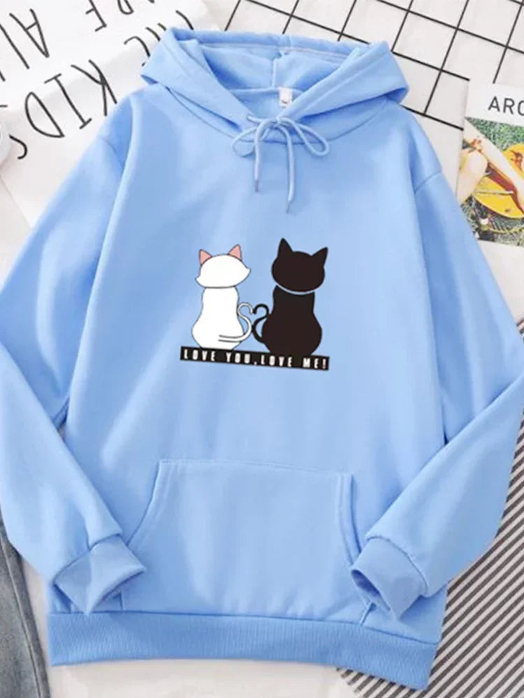 2023 Streetwear Hoodies Women Sweatshirt Autumn Spring Long Sleeve Harajuku Cat Print Sweatshirts Casual Pullover sudadera mujer