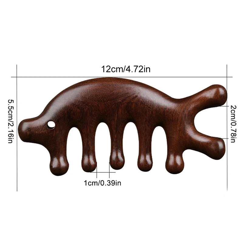 Wood Therapy Massage Comb Head Face Scalp Gua Sha Massager Natural Facial Sandalwood Wide Tooth Guasha Scraping Body Massage