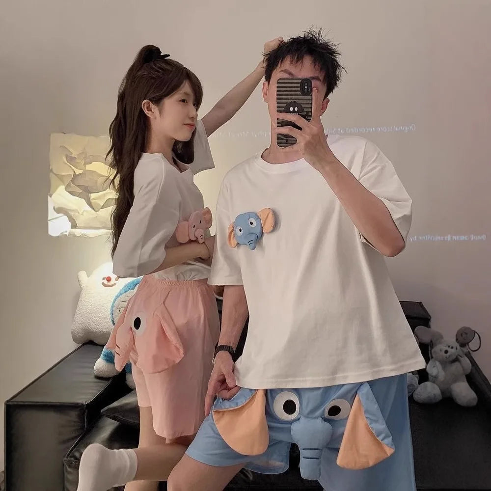 New Squeaky Elephant Shorts Pajama Pants Slit Men's Summer Cute Quirky Loose Pajamas Homewear Suit Leisure Pants